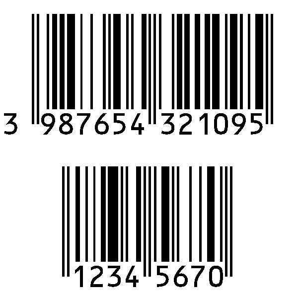 Barcodes Ean 13 and Ean 8