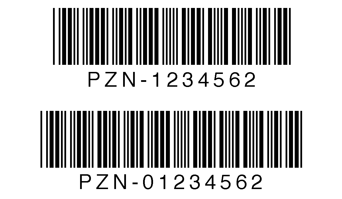 Code-barres PZN7 et PZN8